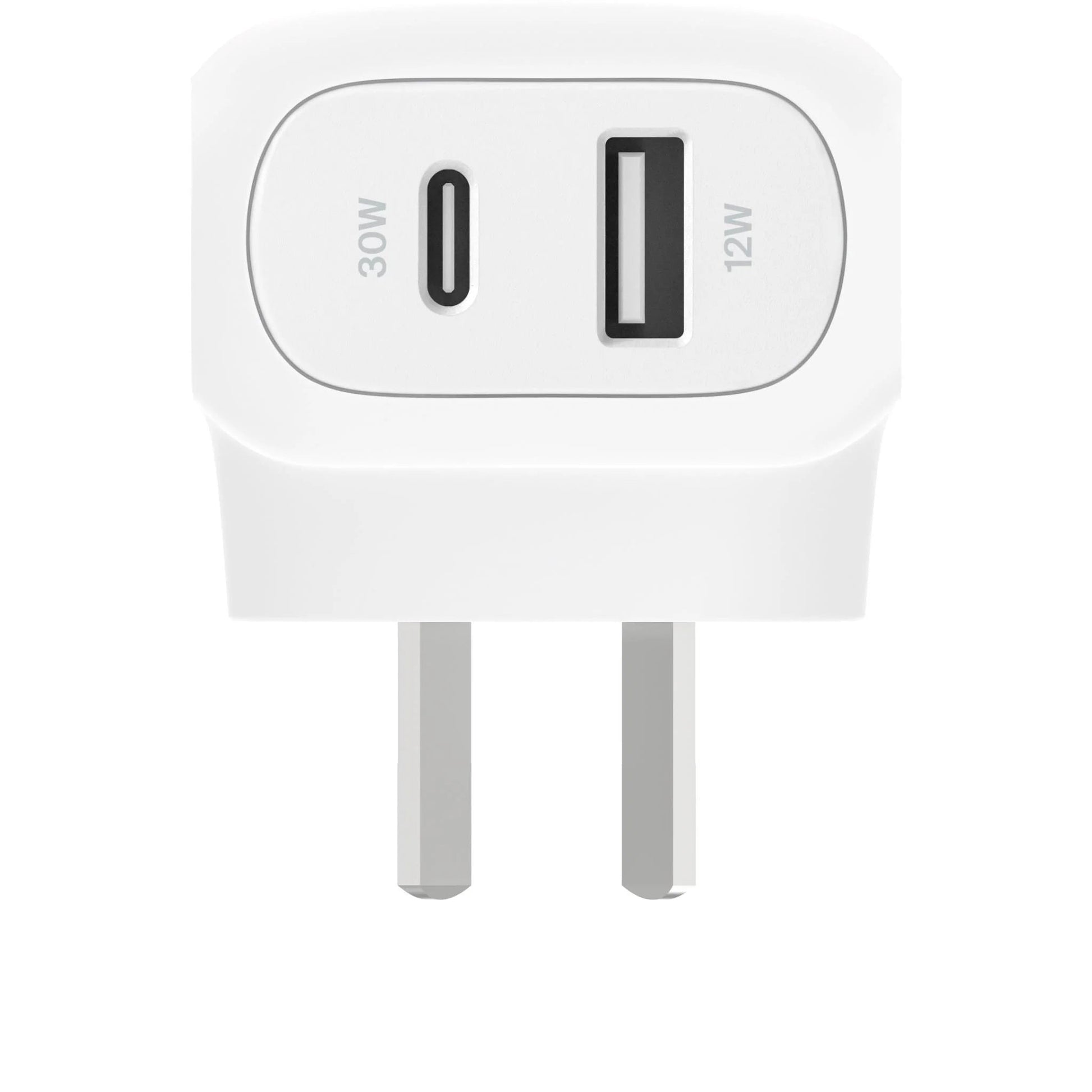 Belkin Dual PD Wall Charger with PPS - 42W Fast Charging for iPhone & Android, 1x USB-C (30W) & 1x USB-A (12W) - White - Image 2