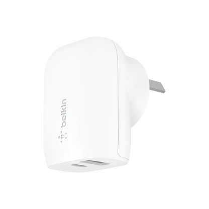 Belkin Dual PD Wall Charger with PPS - 42W Fast Charging for iPhone & Android, 1x USB-C (30W) & 1x USB-A (12W) - White - Image 4