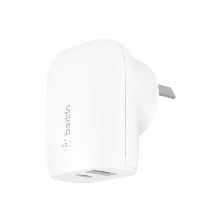 Belkin Dual PD Wall Charger with PPS - 42W Fast Charging for iPhone & Android, 1x USB-C (30W) & 1x USB-A (12W) - White - Image 6