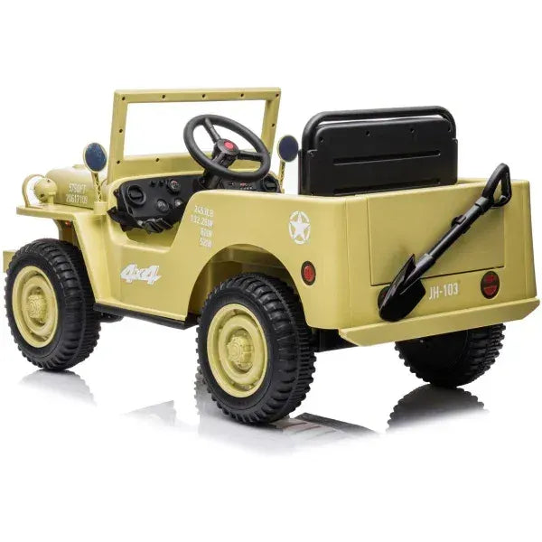 12V Military Jeep Electric Ride On Car For Kids - Khaki - Image 2