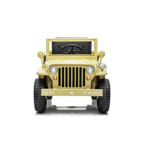 12V Military Jeep Electric Ride On Car For Kids - Khaki - Image 3