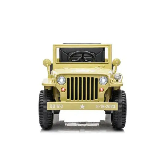 12V Military Jeep Electric Ride On Car For Kids - Khaki - Image 3