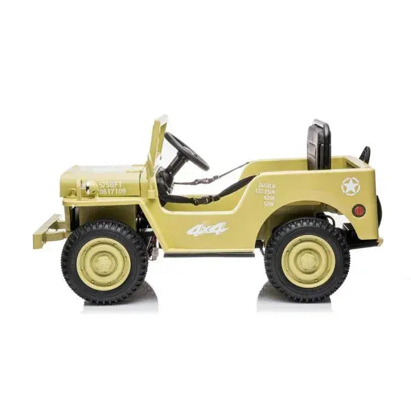 12V Military Jeep Electric Ride On Car For Kids - Khaki - Image 4