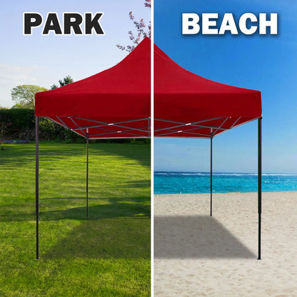 3x3m Pop Up Gazebo Outdoor Tent Folding Marquee Party Camping Market Canopy w/ Side Wall - red - Image 3
