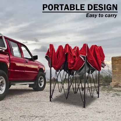 3x3m Pop Up Gazebo Outdoor Tent Folding Marquee Party Camping Market Canopy w/ Side Wall - red - Image 4