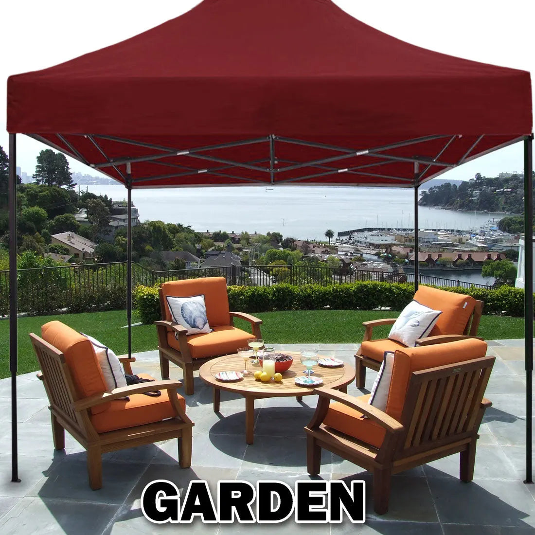 3x3m Pop Up Gazebo Outdoor Tent Folding Marquee Party Camping Market Canopy w/ Side Wall - red - Image 5