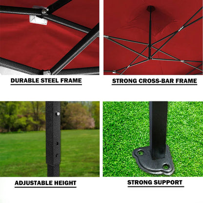 3x3m Pop Up Gazebo Outdoor Tent Folding Marquee Party Camping Market Canopy w/ Side Wall - red - Image 7