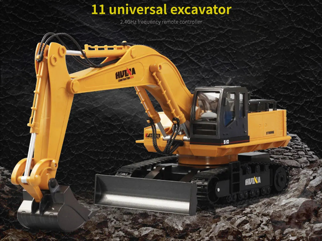 HUINA 1/16 11CH RC Alloy Excavator Construction Engineering Digger Vehicle Toy - Image 2