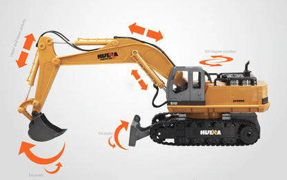 HUINA 1/16 11CH RC Alloy Excavator Construction Engineering Digger Vehicle Toy - Image 5
