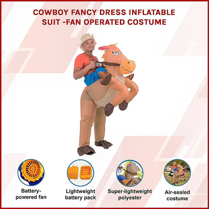 COWBOY Fancy Dress Inflatable Suit -Fan Operated Costume - Image 3