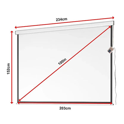 100" Electric Motorised Projector Screen TV +Remote - Image 9