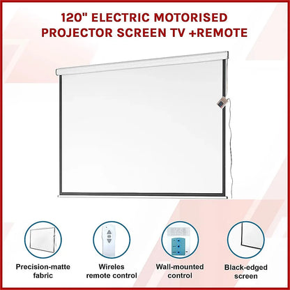 120" Electric Motorised Projector Screen TV +Remote - Image 3