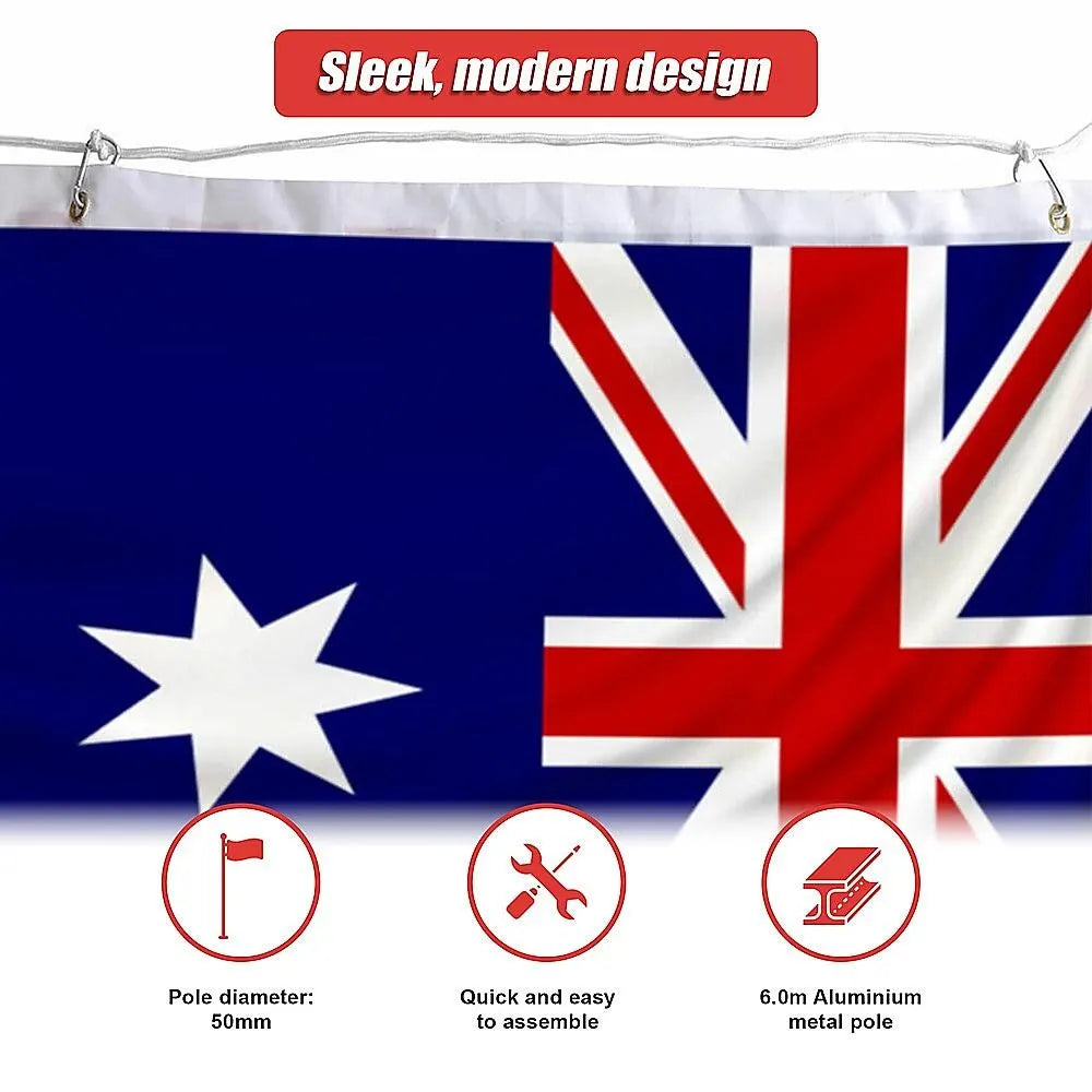 6.0m Flag Pole Full Set / Kit w Australian Flag - Image 6