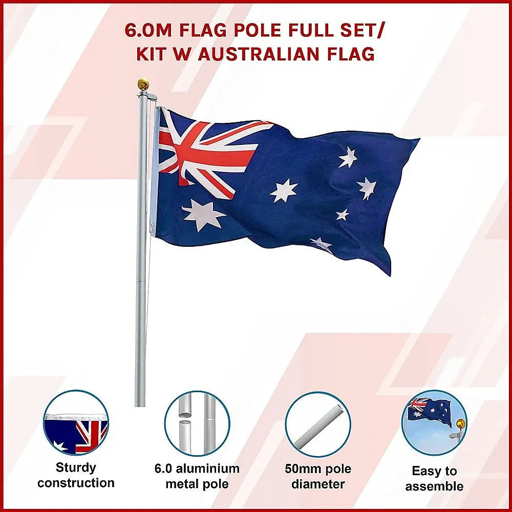 6.0m Flag Pole Full Set / Kit w Australian Flag - Image 7