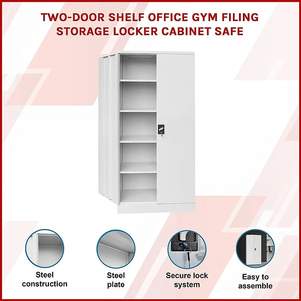 Two-Door Shelf Office Gym Filing Storage Locker Cabinet Safe - Image 3