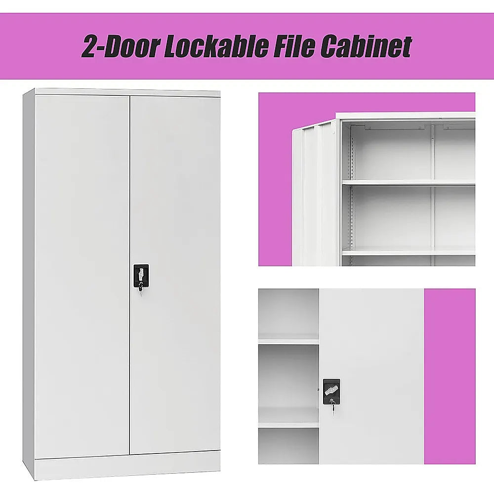 Two-Door Shelf Office Gym Filing Storage Locker Cabinet Safe - Image 9