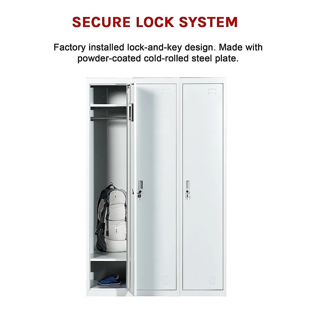 Three-Door Side by Side Office Gym Shed Storage Locker - Image 8