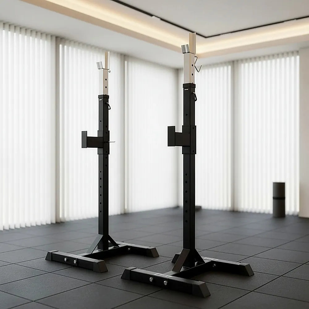 Squat Rack Stand Pair Bench Press Weight Lifting Barbell - Image 2