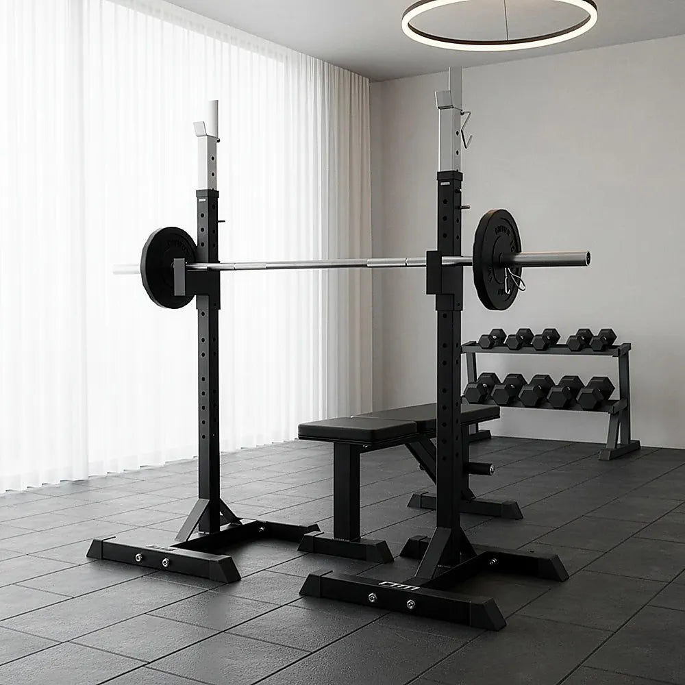 Squat Rack Stand Pair Bench Press Weight Lifting Barbell - Image 7