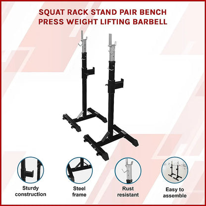 Squat Rack Stand Pair Bench Press Weight Lifting Barbell - Image 3
