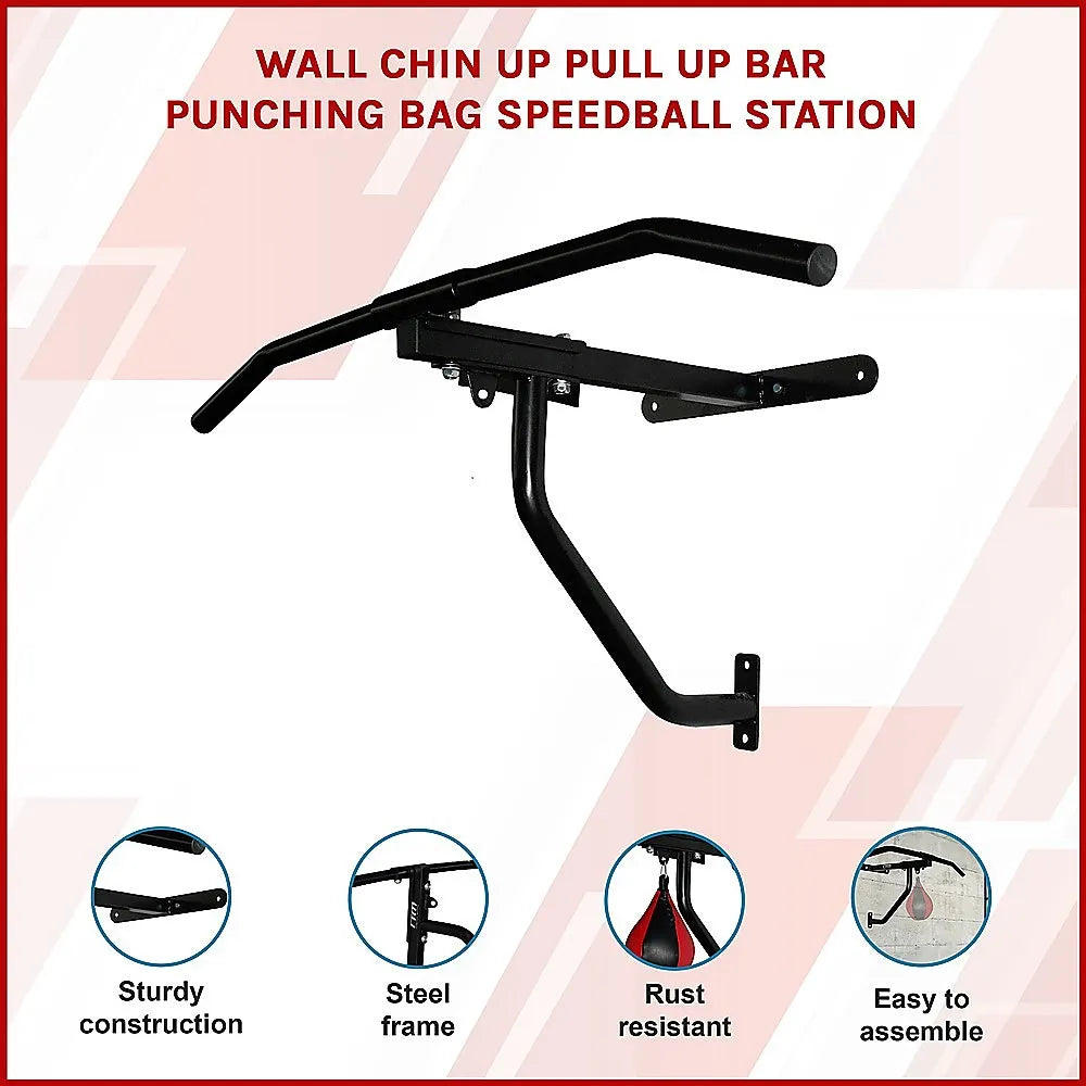 Wall Chin Up & Pull Up Bar with Punching Bag and Speedball Station Combo - Image 3