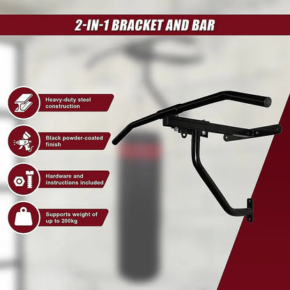 Wall Chin Up & Pull Up Bar with Punching Bag and Speedball Station Combo - Image 8