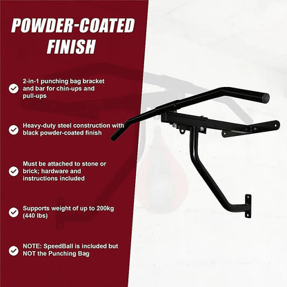 Wall Chin Up & Pull Up Bar with Punching Bag and Speedball Station Combo - Image 9