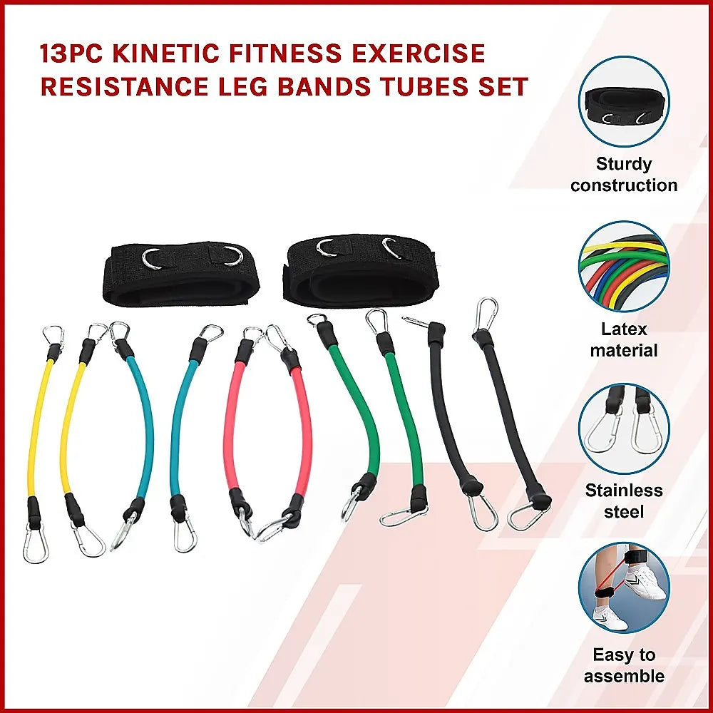 13PC Resistance Bands Set – Fitness Exercise Tubes with Handles & Leg Bands - Image 3