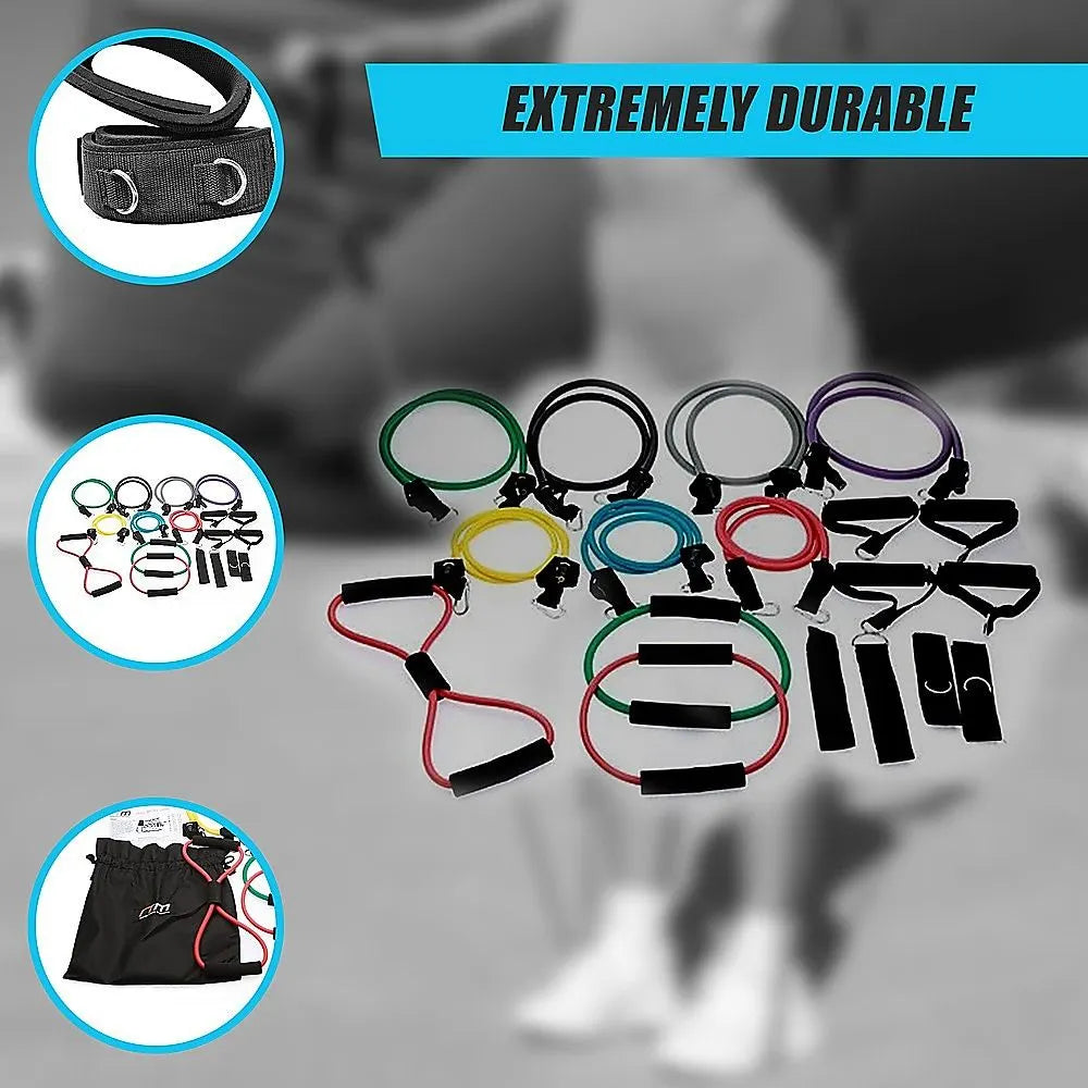 19PC Resistance Exercise Fitness Bands Tubes Kit Yoga Set - Image 6