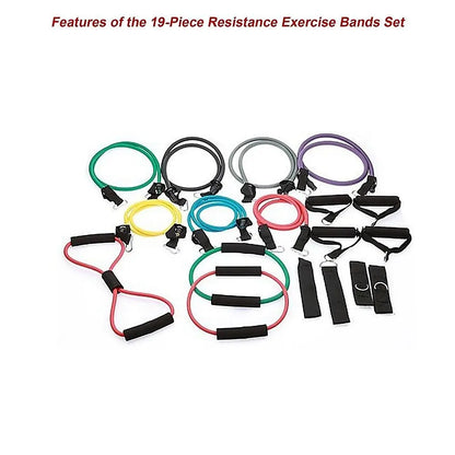 19PC Resistance Exercise Fitness Bands Tubes Kit Yoga Set - Image 8