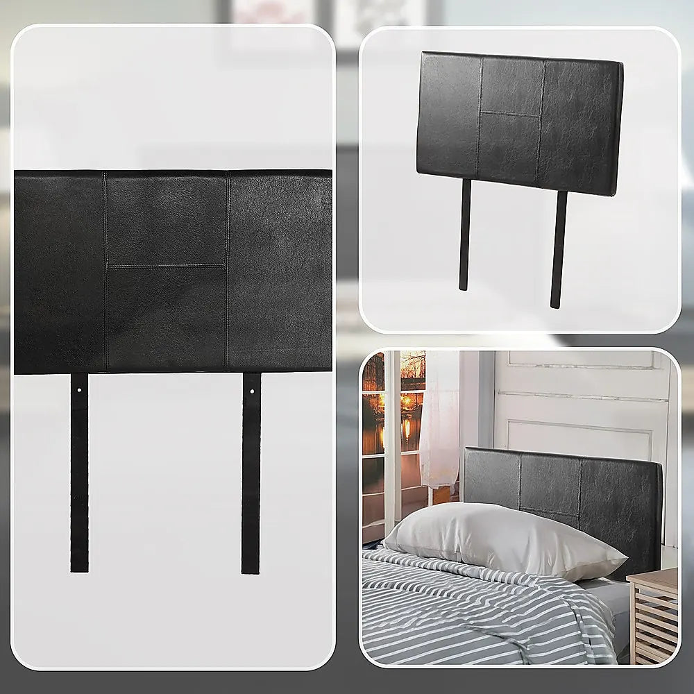 PU Leather Single Bed Headboard Bedhead - Black - Image 7