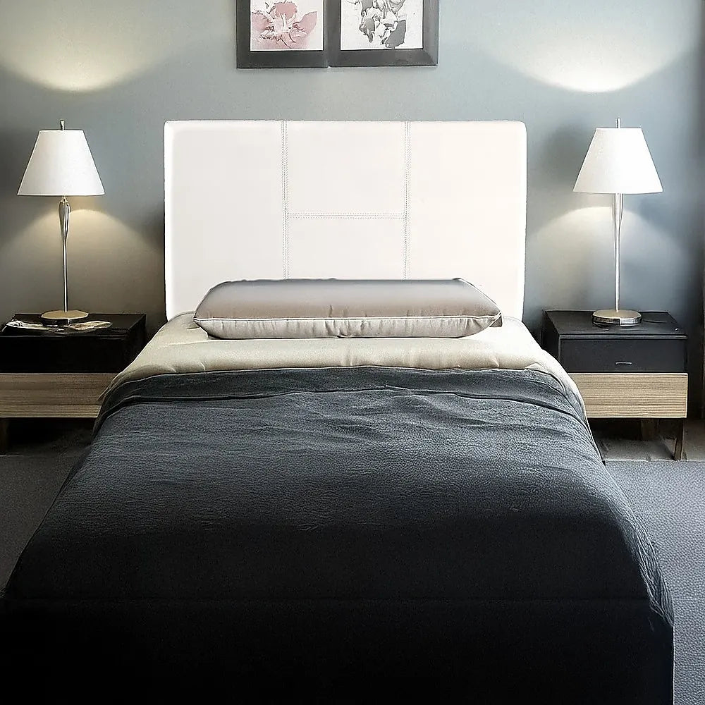 PU Leather Single Bed Headboard Bedhead - White - Image 2