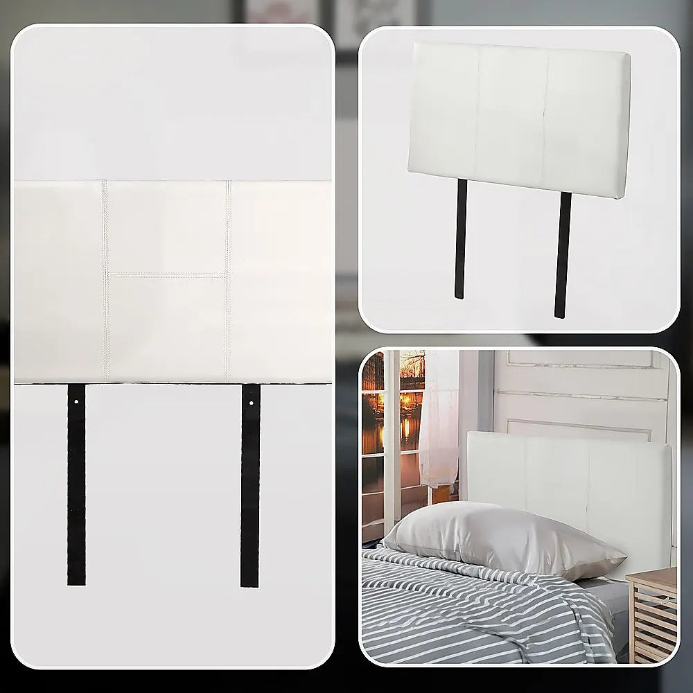 PU Leather Single Bed Headboard Bedhead - White - Image 7