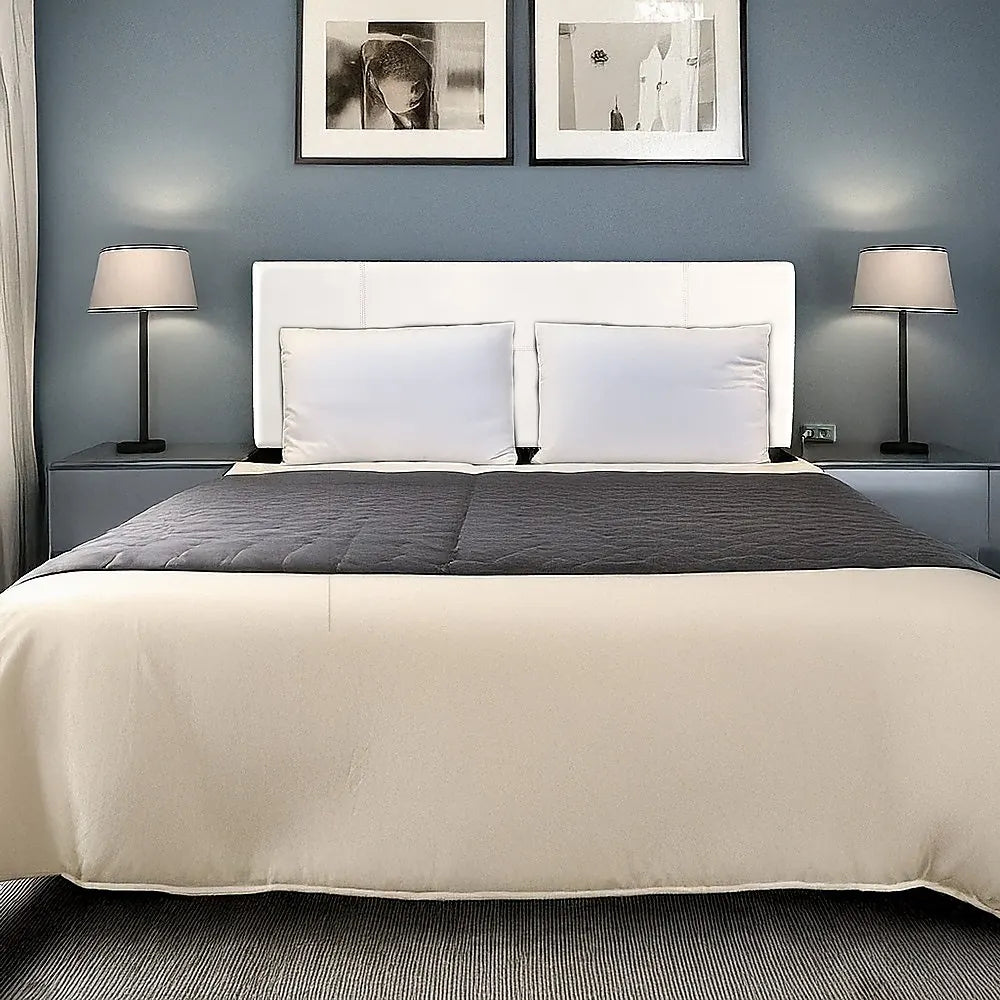 PU Leather Queen Bed Headboard Bedhead - White - Image 2