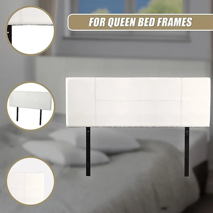 PU Leather Queen Bed Headboard Bedhead - White - Image 9