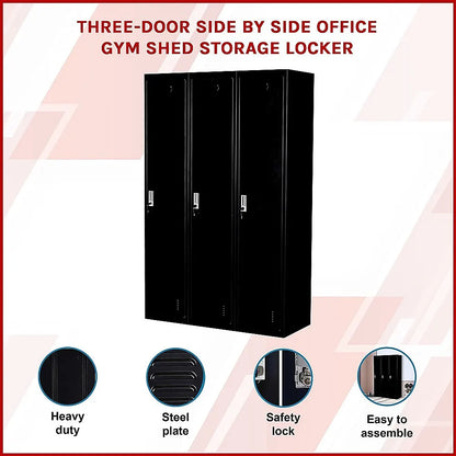Three-Door Side by Side Office Gym Shed Storage Locker - Image 3