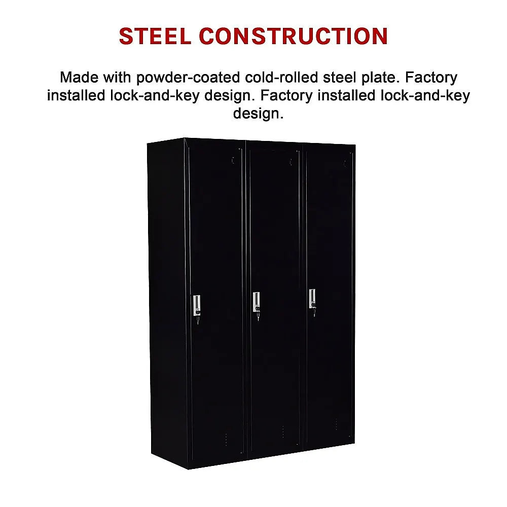 Three-Door Side by Side Office Gym Shed Storage Locker - Image 9