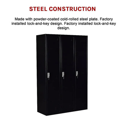Three-Door Side by Side Office Gym Shed Storage Locker - Image 9