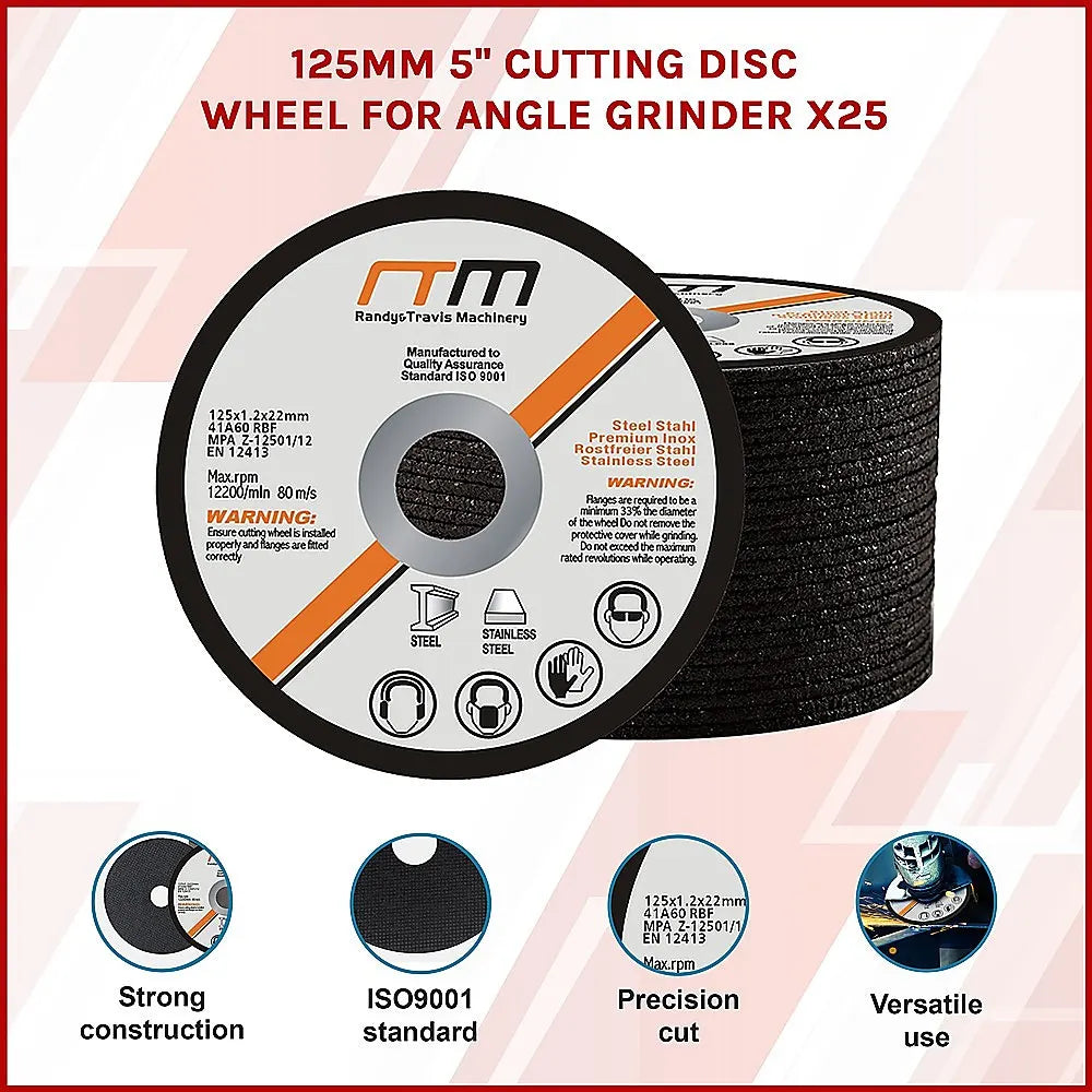 125mm 5" Cutting Disc Wheel for Angle Grinder x25 - Image 3