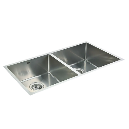 865x440mm Handmade Stainless Steel Undermount / Topmount Kitchen Sink with Waste - Image 7