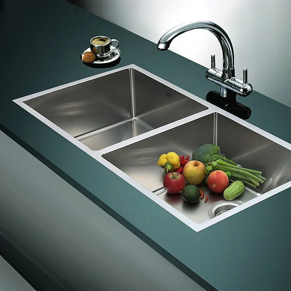 865x440mm Handmade Stainless Steel Undermount / Topmount Kitchen Sink with Waste - Image 5