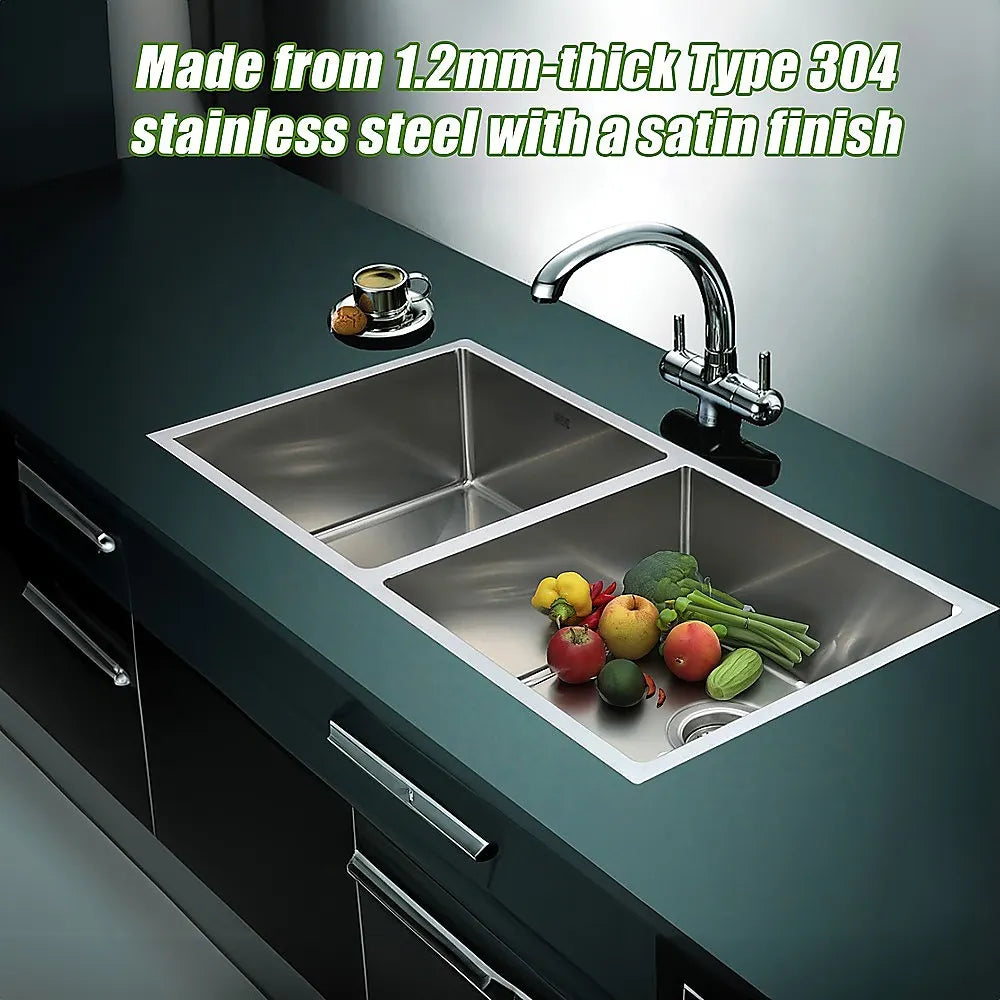 865x440mm Handmade Stainless Steel Undermount / Topmount Kitchen Sink with Waste - Image 8