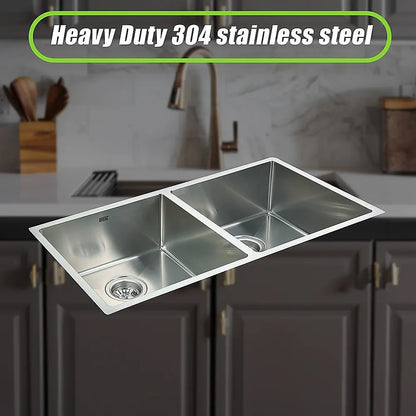 865x440mm Handmade Stainless Steel Undermount / Topmount Kitchen Sink with Waste - Image 4