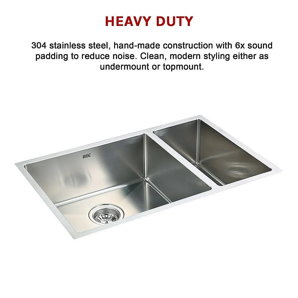 715x440mm Handmade Stainless Steel Undermount / Topmount Kitchen Sink with Waste - Image 5