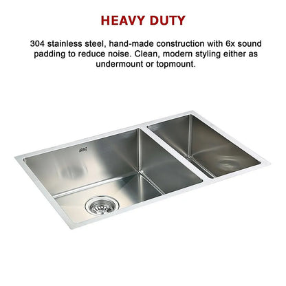 715x440mm Handmade Stainless Steel Undermount / Topmount Kitchen Sink with Waste - Image 5