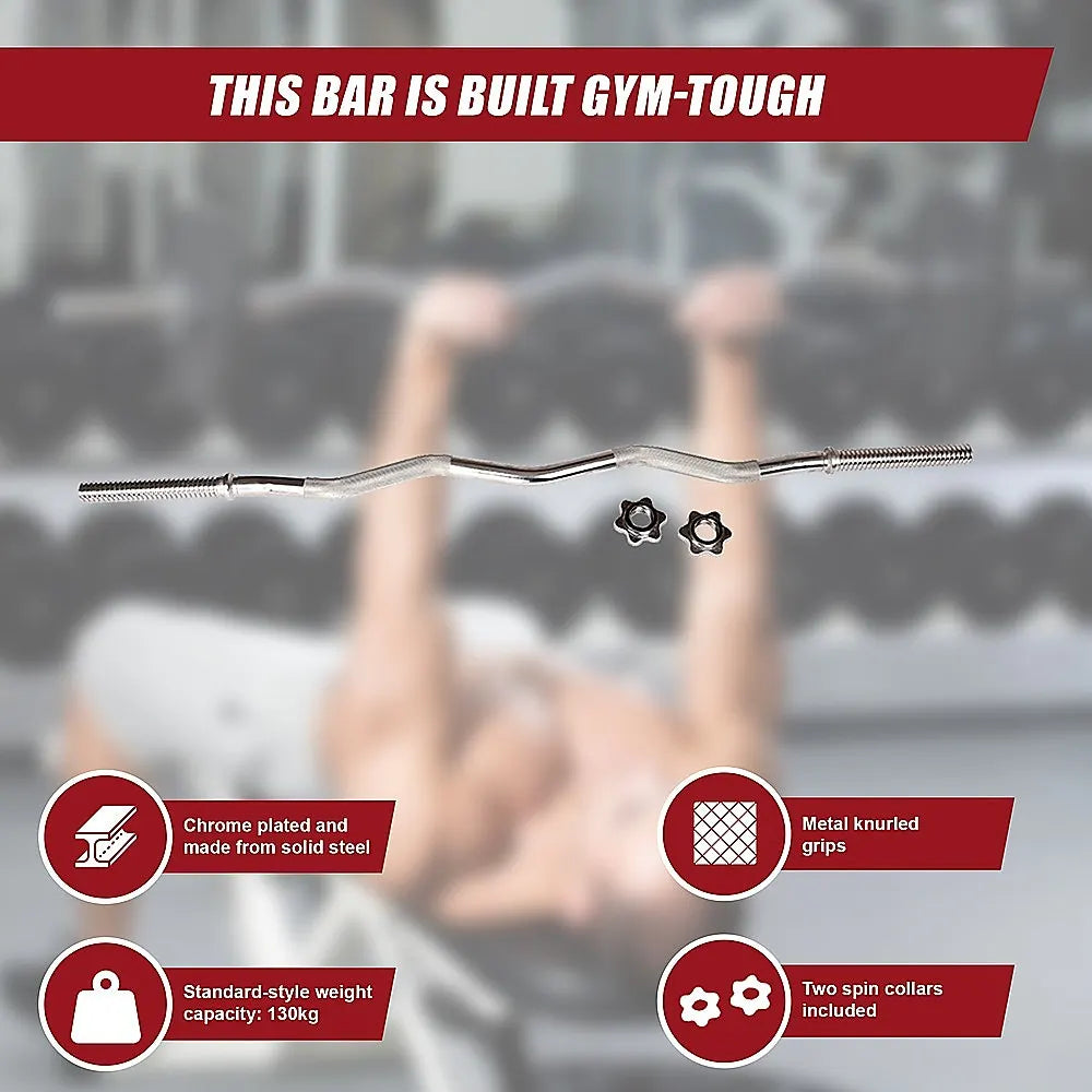 Heavy Duty EZ Curl Barbell – Weightlifting Bar with Spinlock Collars for Gym Training - Image 7