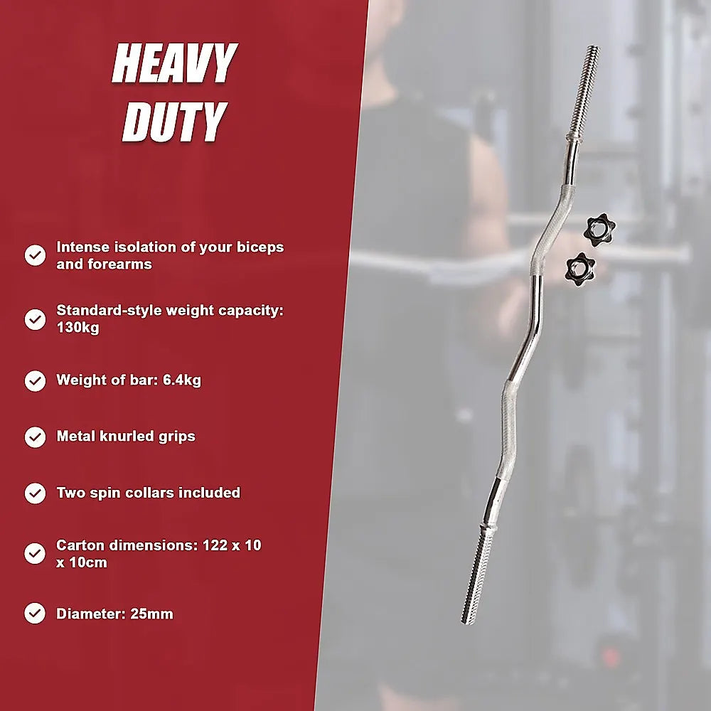Heavy Duty EZ Curl Barbell – Weightlifting Bar with Spinlock Collars for Gym Training - Image 8