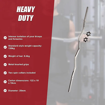 Heavy Duty EZ Curl Barbell – Weightlifting Bar with Spinlock Collars for Gym Training - Image 8