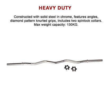 Heavy Duty EZ Curl Barbell – Weightlifting Bar with Spinlock Collars for Gym Training - Image 9