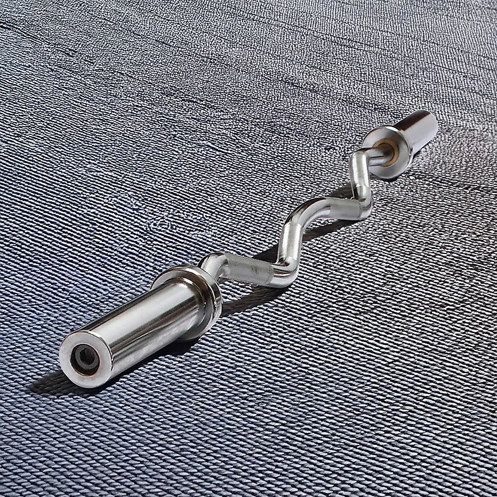 120cm Chrome Olympic EZ Curl Bar – Weightlifting Barbell for Home Gym Training - Image 5